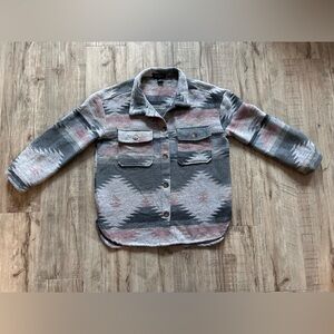 Western aztec wool blend Eclipse Gray and Pink Textured Jacket shacket country